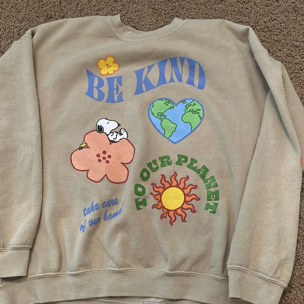 Pacsun Peanuts Be Kind Snoopy Fleece Sweatshirt